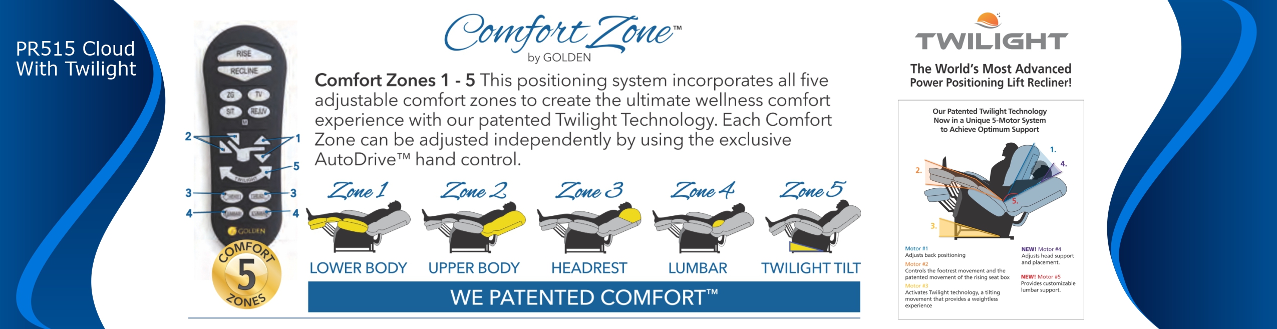 Golden PR515 MaxiComfort Cloud With Twilight Power Lift Chair Recliner