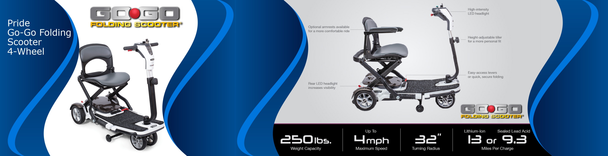 Pride Go-Go Folding 4-Wheel Scooter